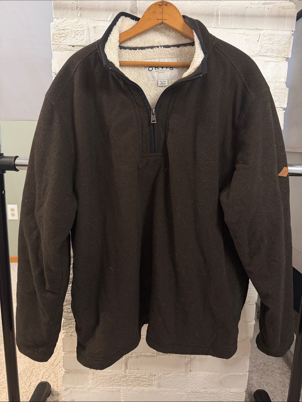 Orvis Men's Dark Brown Half-Zip Sherpa Pullover